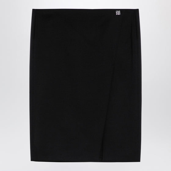 Givenchy Black wool skirt with metal button 4G