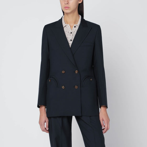 Blazé Milano Navy blue wool and mohair blazer first class
