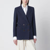 Blazé Milano Navy blue double-breasted jacket in linen and silk