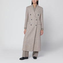  Tagliatore Beige double-breasted herringbone coat