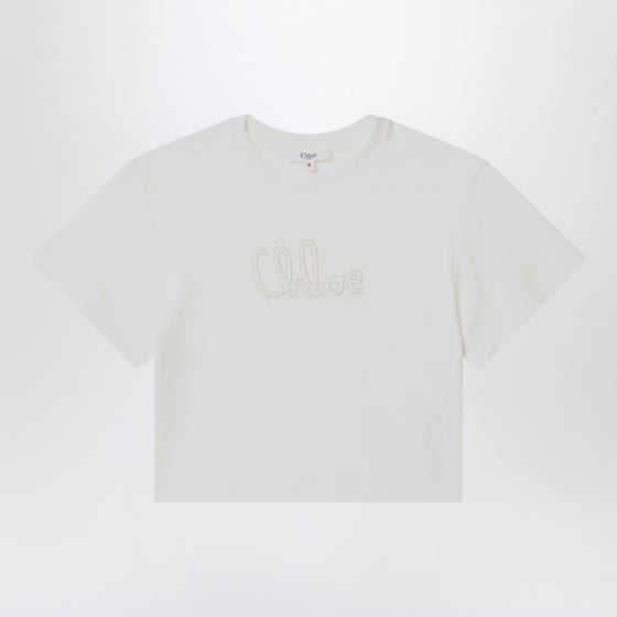 Chloé White T-shirt with embroidered logo