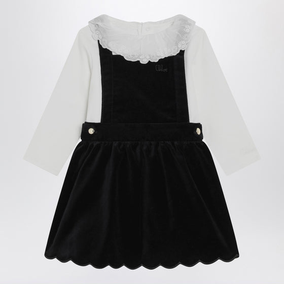 Chloé White and blue velvet dress