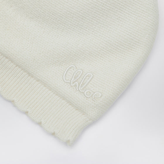 Chloé White hat and booties set