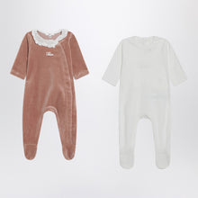  Chloé Set of 2 cotton sleepsuits white and beige