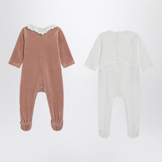 Chloé Set of 2 cotton sleepsuits white and beige
