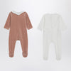 Chloé Set of 2 cotton sleepsuits white and beige