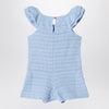 Chloé Light blue openwork romper with logo embroidery