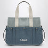 Chloé Blue denim changing bag with logo embroidery