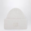 Acne Studios Light grey large face logo beanie - Yak