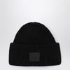 Acne Studios Black large face logo beanie - Yak