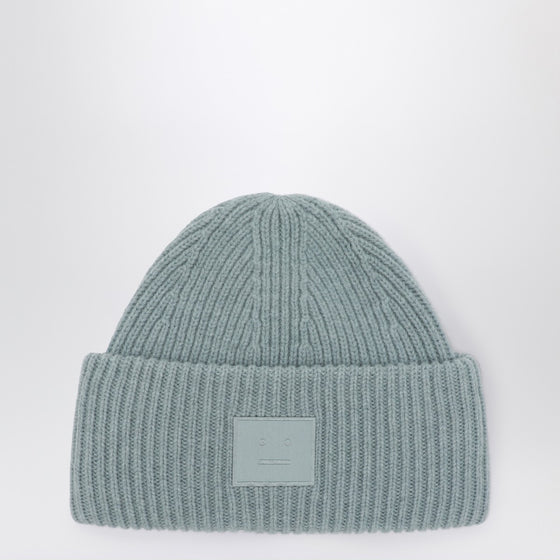 Acne Studios Dusty blue large face logo beanie - Yak