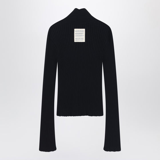Acne Studios Black ribbed zip cardigan