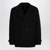 Harris Wharf London Black peacoat in boiled wool