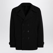  Harris Wharf London Black peacoat in boiled wool