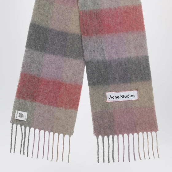 Acne Studios Fuchsia/lilac/pink mohair checked scarf
