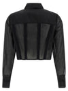 Elisabetta Franchi Logo Embroidery Maxi Crop Shirt