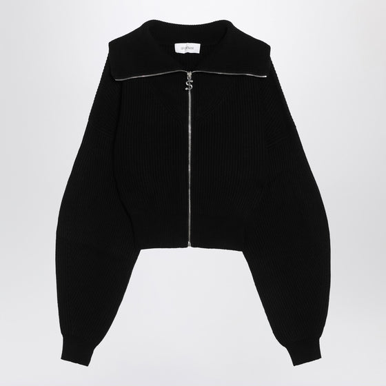 Sportmax Black zip-up cardigan in wool and cashmere