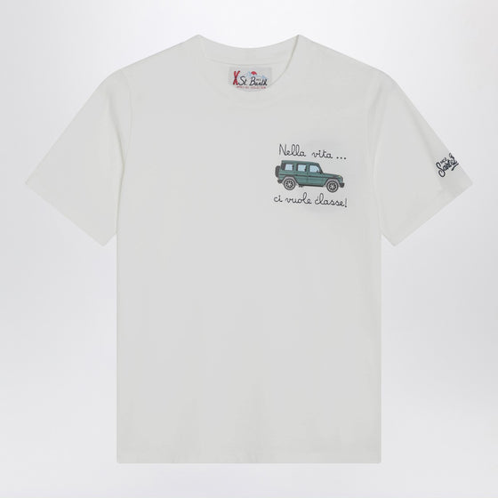 MC2 Saint Barth Arnott T-shirt in white with car embroidery