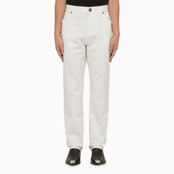 Balmain Regular white cotton trousers