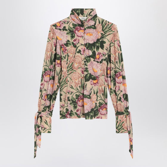 Chloé Turtleneck jersey wool sweater with floral print