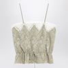 Chloé Light green silk jacquard top with roses
