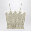 Chloé Light green silk jacquard top with roses