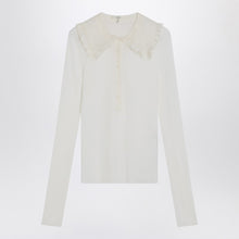  Chloé White Henley shirt in wool knit