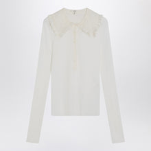  Chloé White Henley shirt in wool knit
