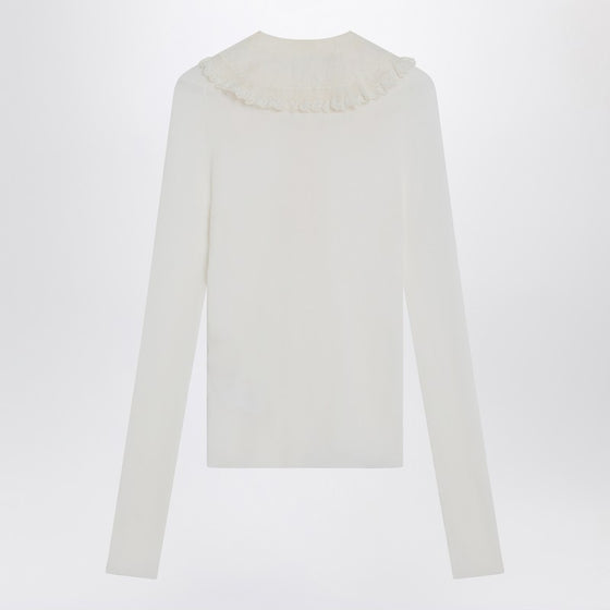 Chloé White Henley shirt in wool knit
