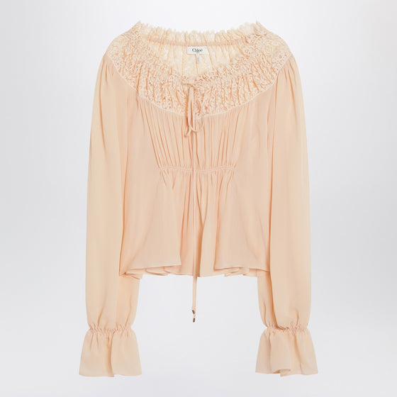 Chloé Blouse with tie in pink silk georgette