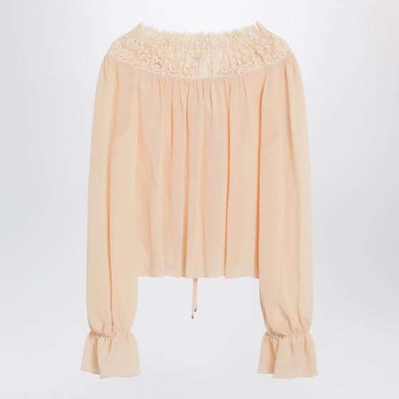 Chloé Blouse with tie in pink silk georgette