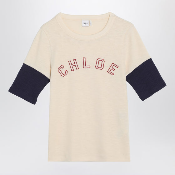 Chloé Wool and cotton T-shirt with logo
