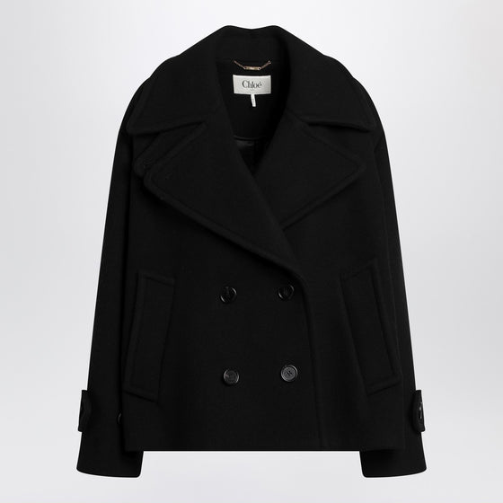 Chloé Double-breasted black coat in wool blend
