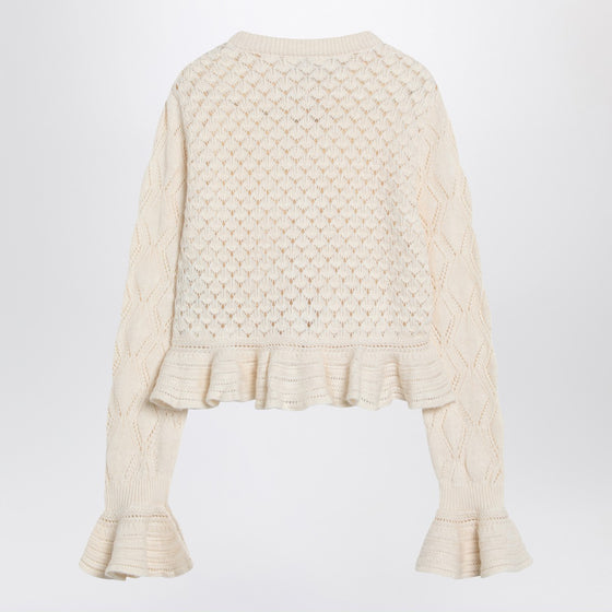 Chloé Latte-colored crochet cardigan in cotton blend