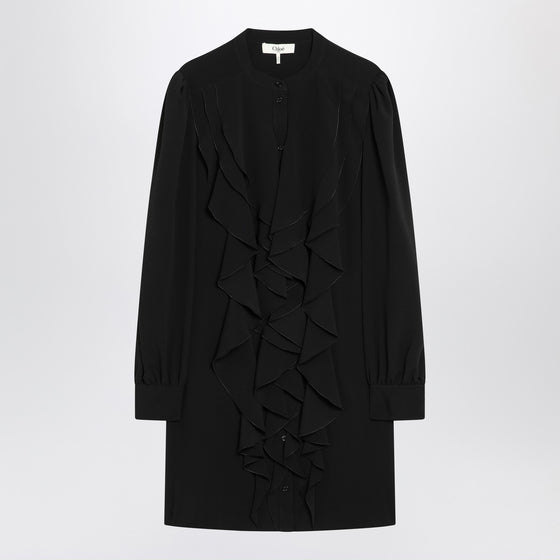 Chloé Black ruffled dress in silk blend