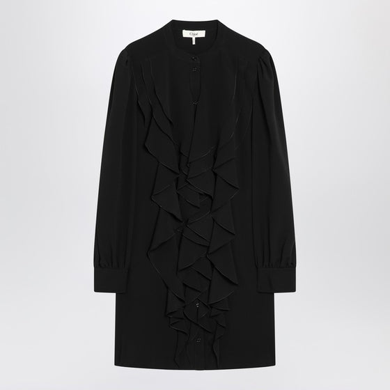 Chloé Black ruffled dress in silk blend