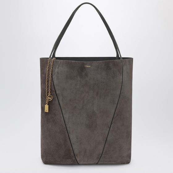 Large Chloé Spin tote bag in grey suede