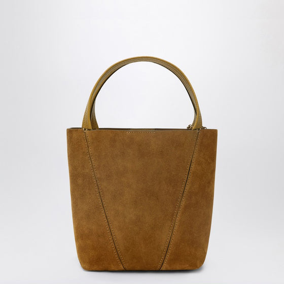 Chloé Small beige khaki suede Spin tote bag