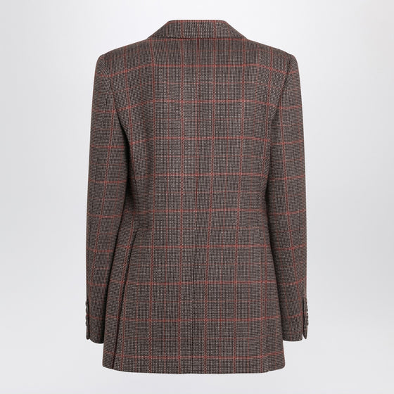 Chloé Single-breasted checked brown wool jacket