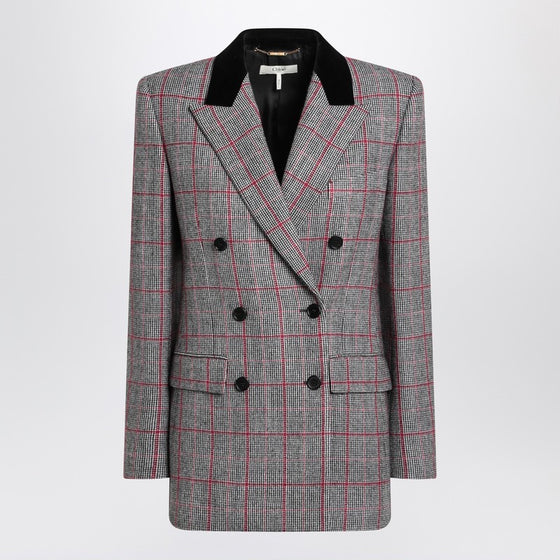 Chloé Black/white checkered wool double-breasted blazer