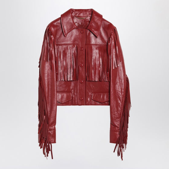 Chloé Fringed red leather jacket