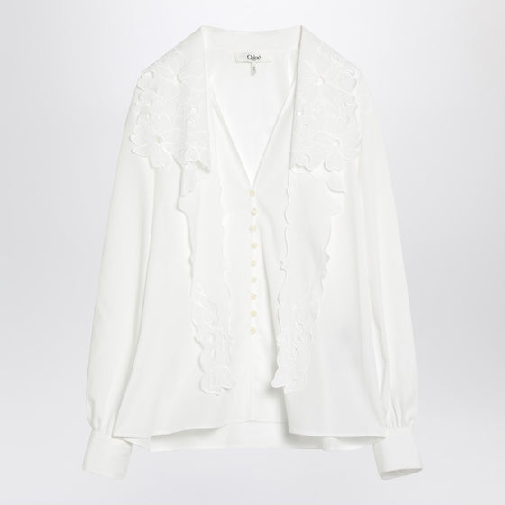 Chloé White shirt with embroidered bow tie
