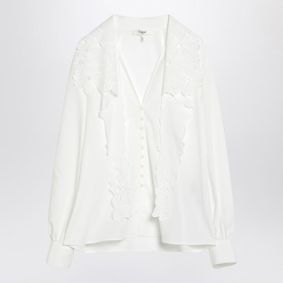 Chloé White shirt with embroidered bow tie