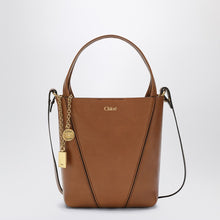  Chloé Small Spin brown leather tote bag