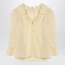  Chloé Light yellow blouse with ruffles in silk