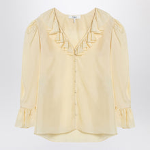  Chloé Light yellow blouse with ruffles in silk