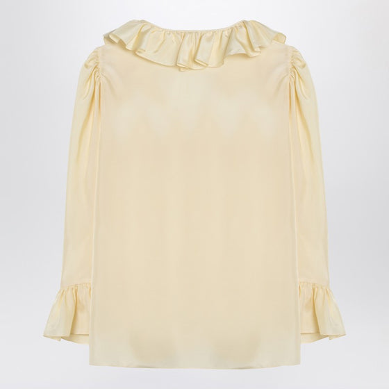 Chloé Light yellow blouse with ruffles in silk