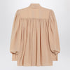 Chloé Ruched sand-coloured blouse with lavallière tie