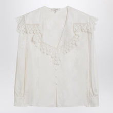  Chloé Jacquard and lace blouse with oversized collar