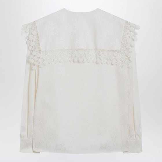 Chloé Jacquard and lace blouse with oversized collar